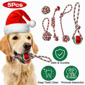 Christmas Dog Chewing Toys Rope Set 5 Pcs Red Green White Teeth Cleaning Habit Interaction Puppy Christmas Dog Chewing Toys Rope Set 5 Pcs Red Green White Teeth Cleaning Habit Interaction Puppy