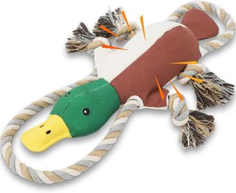 Plush Duck Squeaky Dog Tug Toy Crinkle Paper Wings Woven Cotton Dental Rope Limbs CCS Plush Duck Squeaky Dog Tug Toy Crinkle Paper Wings Woven Cotton Dental Rope Limbs CCS